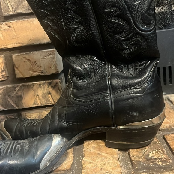 Panhandle‎ Slim Black Leather Men’s Cowboy Boots Size 9 - Picture 9 of 11